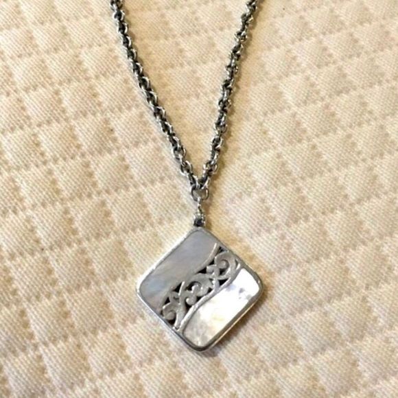 LOIS HILL Mother of Pearl Sterling Silver Cut Out Cuff Bracelet Thin Vintage - Picture 16 of 17